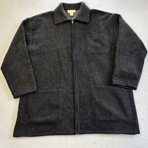 VtgJones New York Sport Full Zip Jacket Mens Medium Gray Wool Blend Cardigan